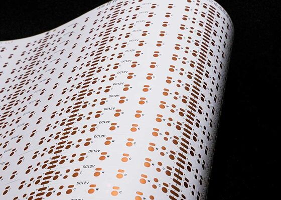 Papan Sirkuit Strip LED Fleksibel Kustom dengan Film Putih Sisi Ganda dan Perlakuan Permukaan OSP/Emas Imersi