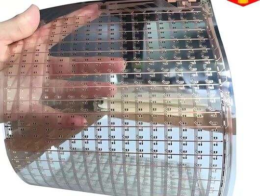 Layar LED fleksibel transparan dengan papan sirkuit berlapis ganda dan tingkat perlindungan kebakaran V0 untuk pemasangan yang mudah